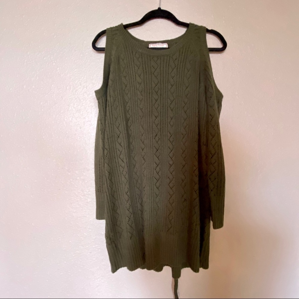 Flying Tomato Olive Tie Back Sweater Dress